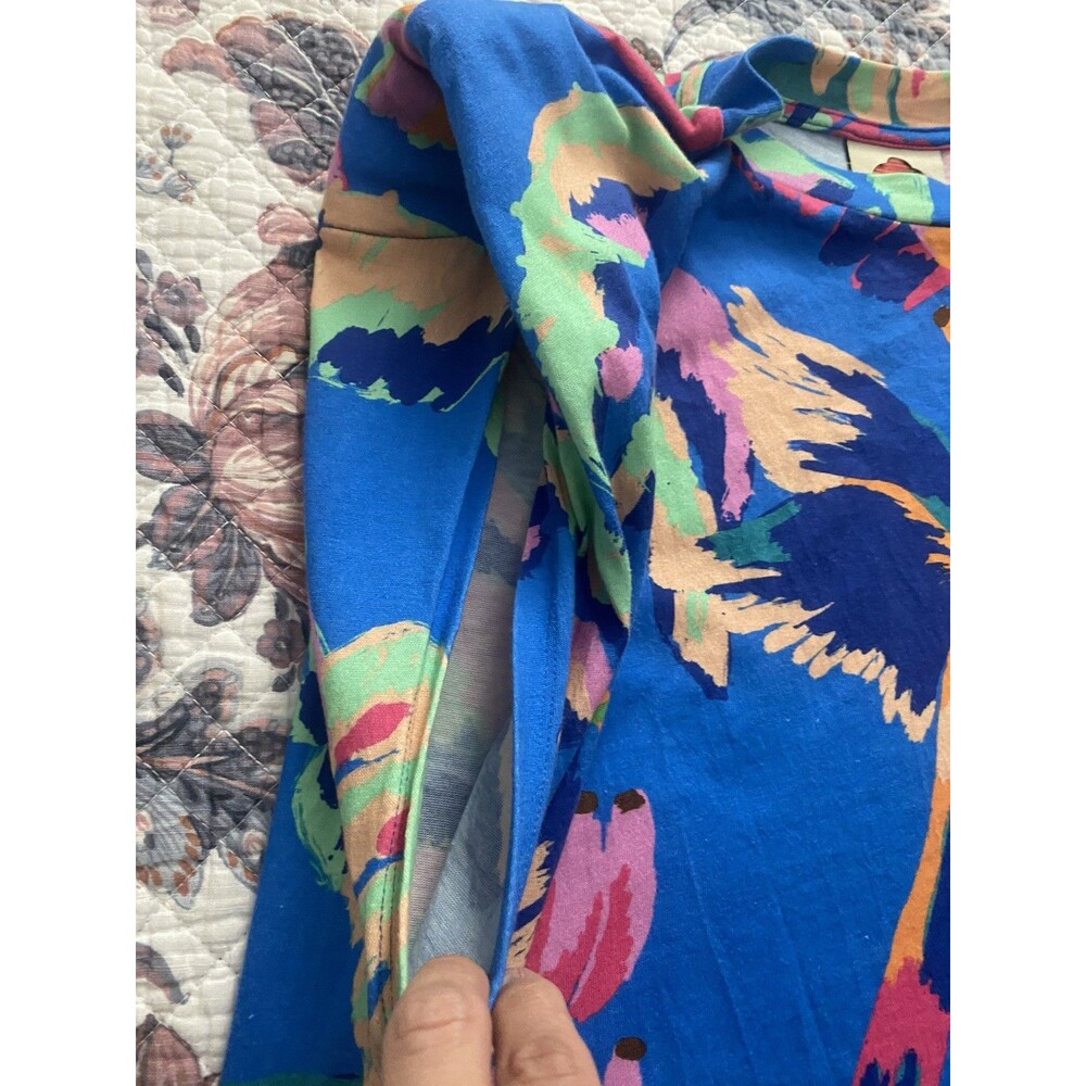 Farm Rio Made of Brasil Orange Parrot Graphic Padded Shoulder T-Shirt Dress S - Picture 13 of 15